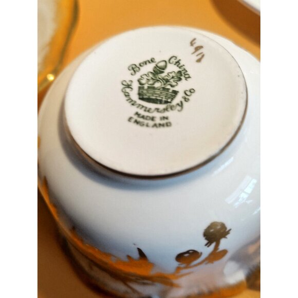 HAMMERSLEY & CO BONE CHINA VINTAGE GOLD PAINTED CUP & SAUCER 1950-1960 - Picture 10 of 14